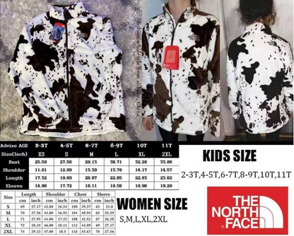 Adult and Kids TNF Cow Print Fleece Jacket