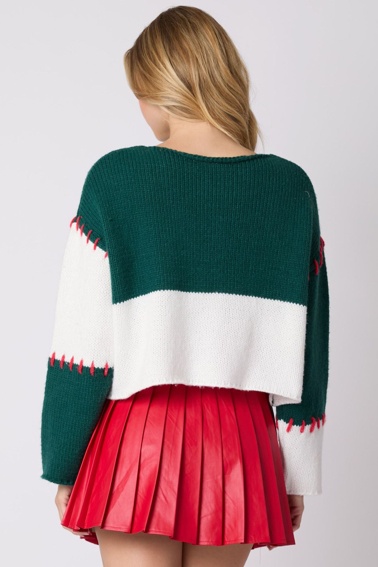 Contrast Stitch Crewneck Sweater