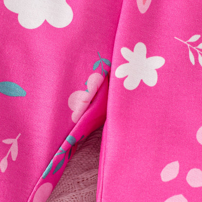 2pcs Baby Girls Floral Print Long Sleeve Top And Pants Set