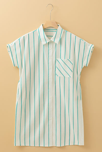 Striped Mini Pocket Shirtdress