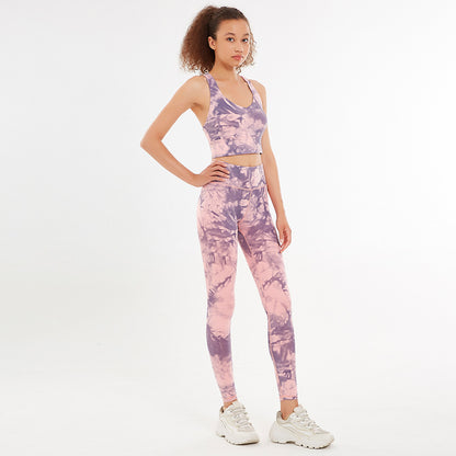 2 Pieces Tie Dye Crop Top and Legging Set
