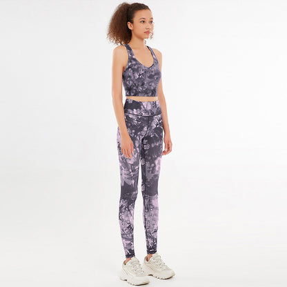 2 Pieces Tie Dye Crop Top and Legging Set