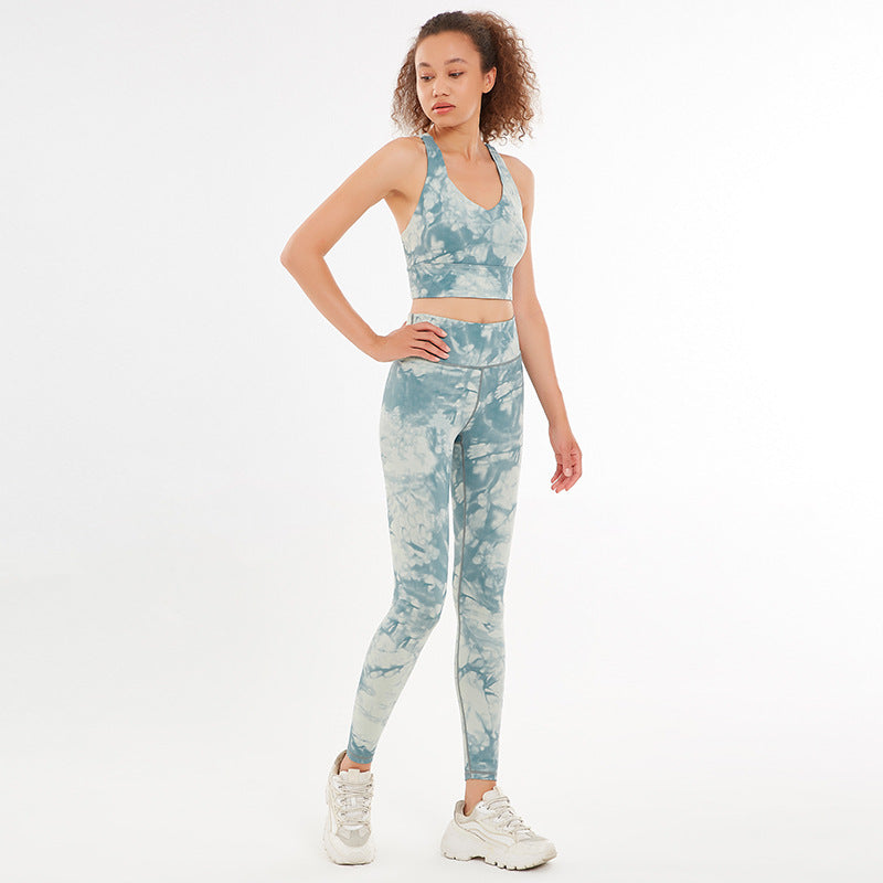 2 Pieces Tie Dye Crop Top and Legging Set