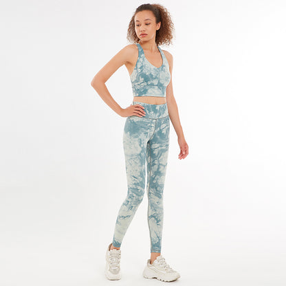 2 Pieces Tie Dye Crop Top and Legging Set