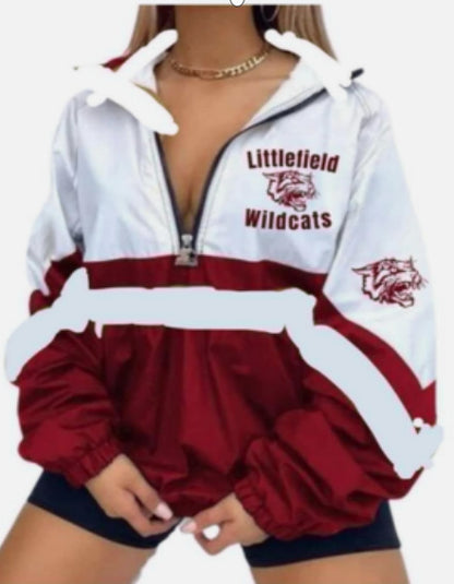 Women’s Football Print V-Neck Zipper Sweatshirt Jacket