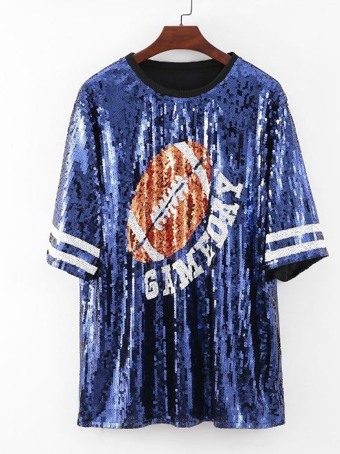 Game Day Football Team Sequin T-shirt