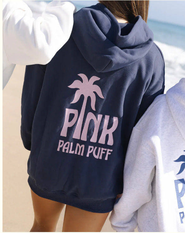 Women Embroidered Palm Puff Hoodies
