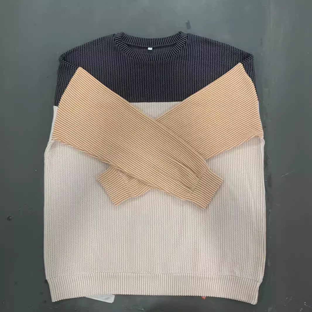 Women's Color - Block Waffle sweatshirt Top