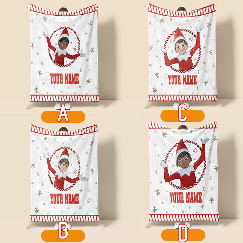 Custom Name Christmas Elf Blanket