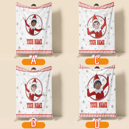 Custom Name Christmas Elf Blanket