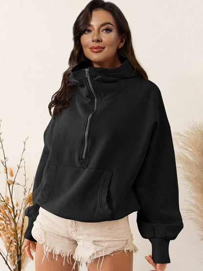 Women Half Zipper Hoodie