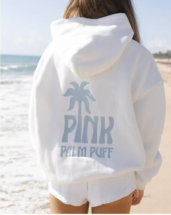 Women Embroidered Palm Puff Hoodies