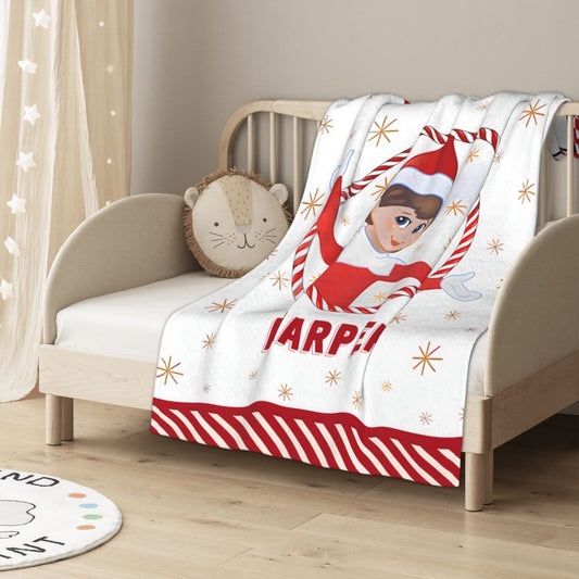 Custom Name Christmas Elf Blanket