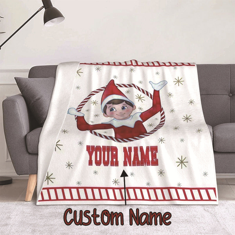 Custom Name Christmas Elf Blanket