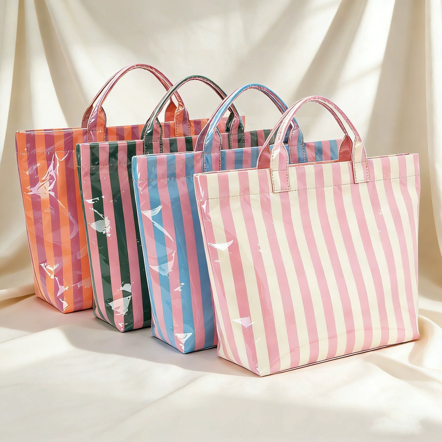 Large Capacity PVC Stripe Tote Bag