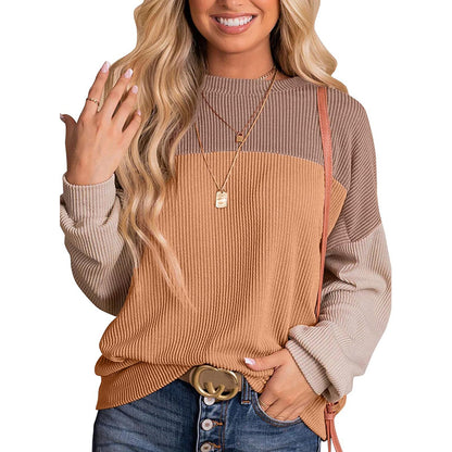 Women's Color - Block Waffle sweatshirt Top