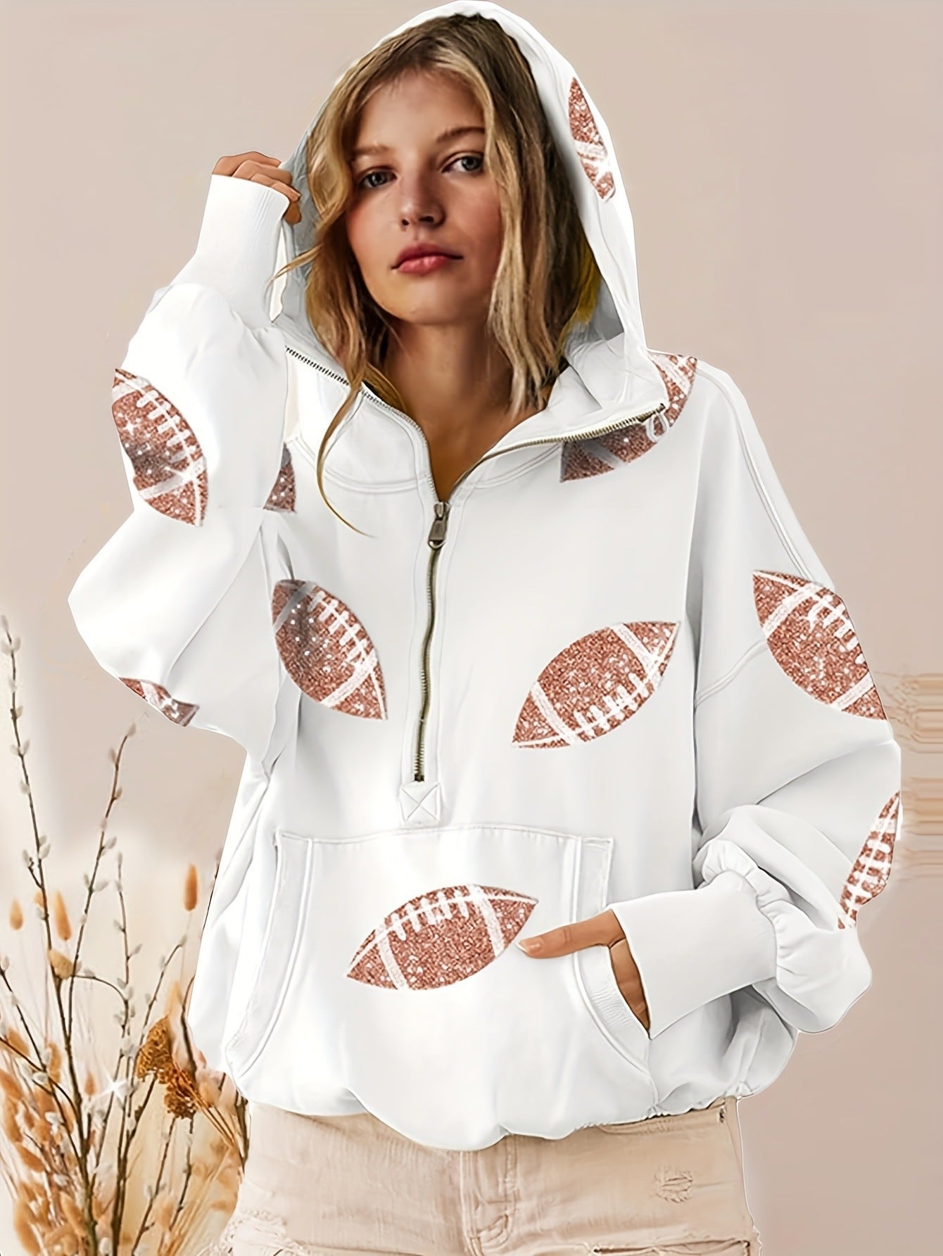 Women Football Glitter Hoodie