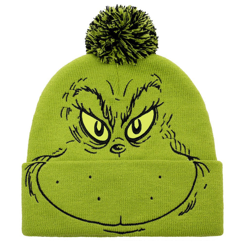 Grinch Big Face cuffed Knitted Pom Beanie