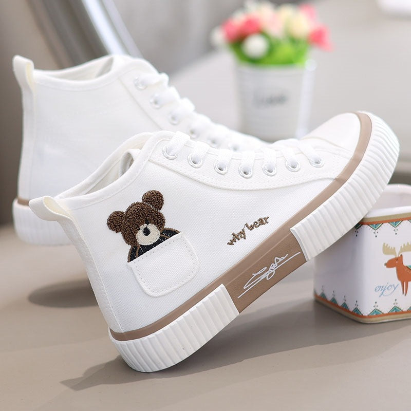 Teddy Bear Canvas Sneakers High Top