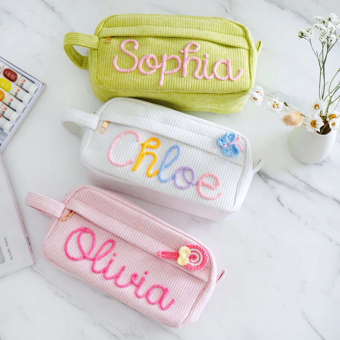 Personalize name cosmetic pencil pouch