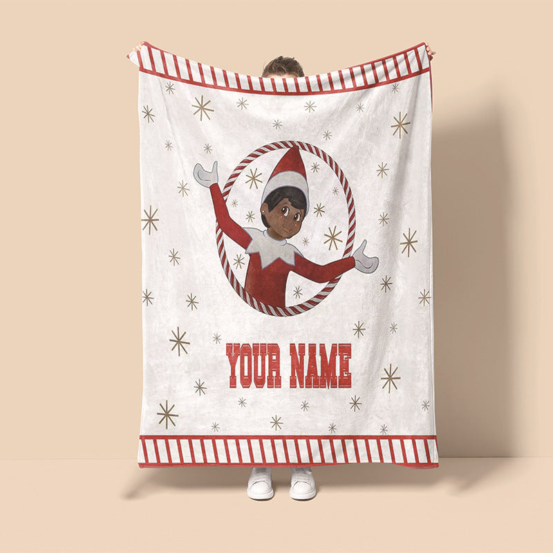 Custom Name Christmas Elf Blanket