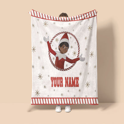 Custom Name Christmas Elf Blanket