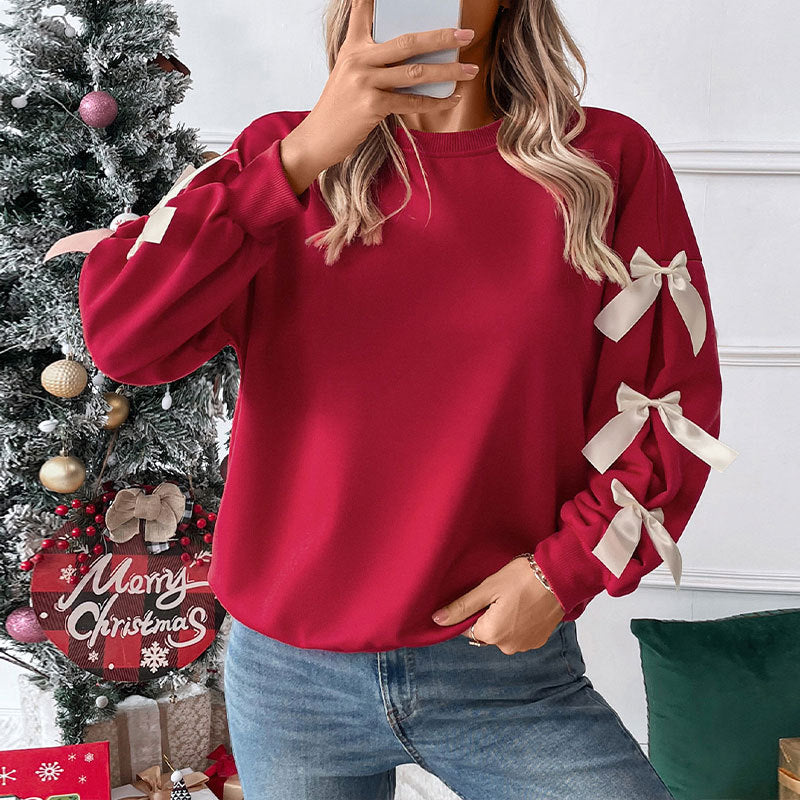 Women Christmas Bow Shirt