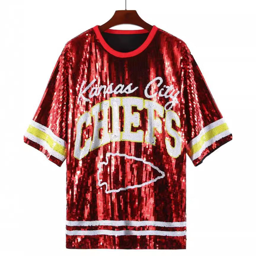Game Day Football Team Sequin T-shirt