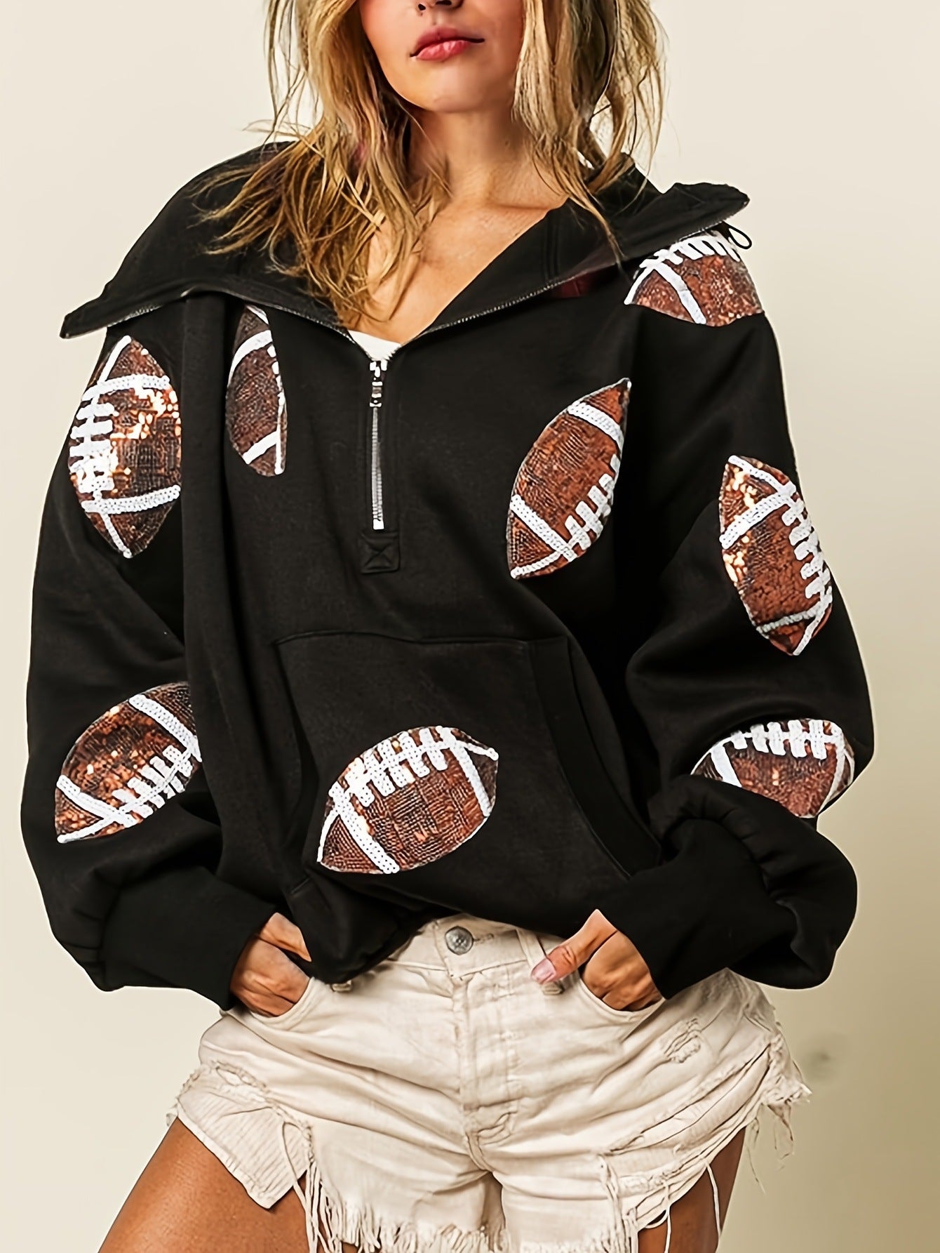 Women Football Glitter Hoodie