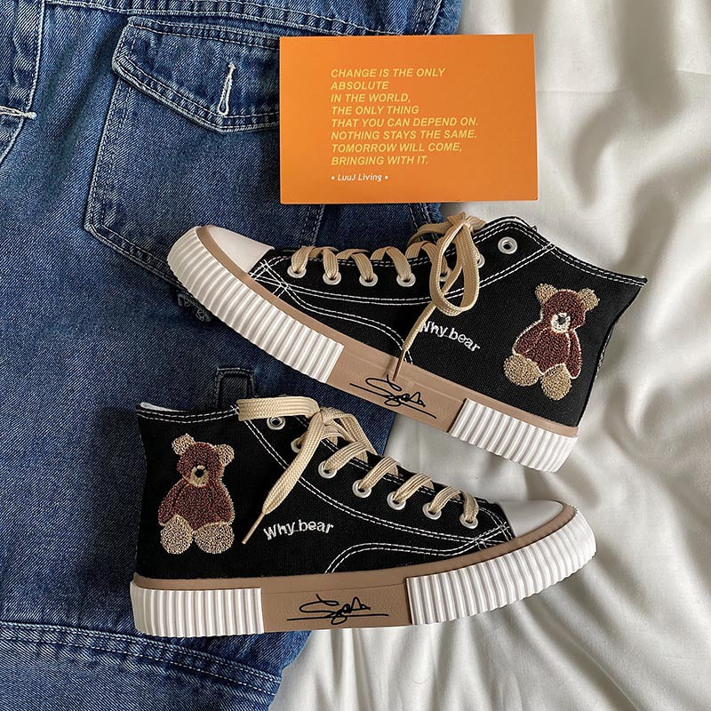 Teddy Bear Canvas Sneakers High Top