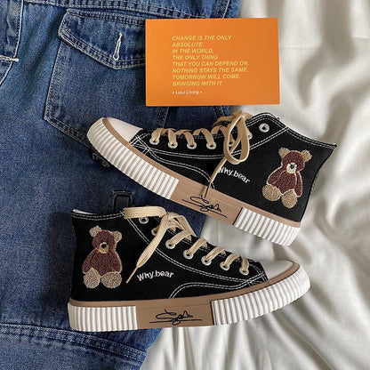 Teddy Bear Canvas Sneakers High Top