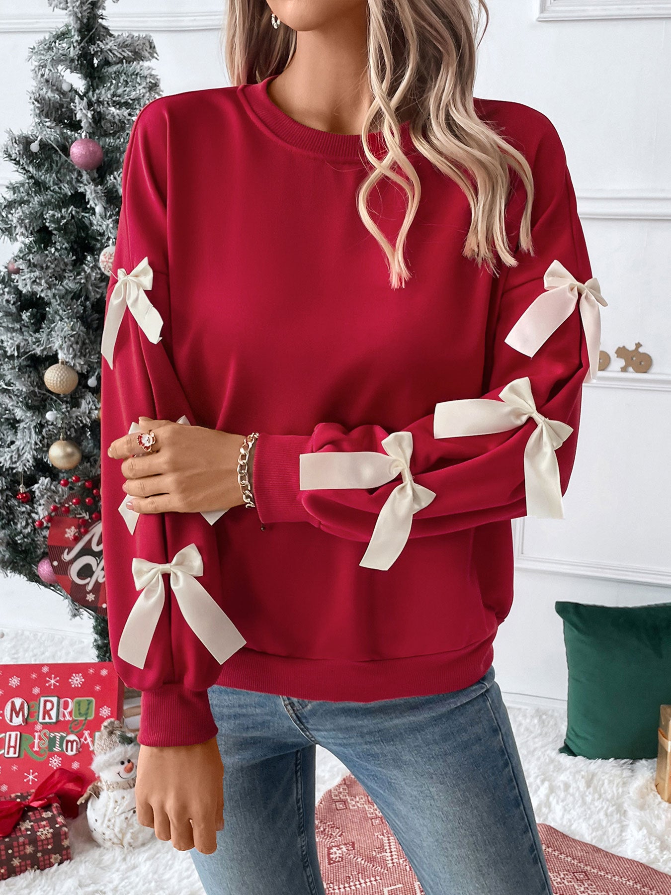 Women Christmas Bow Shirt