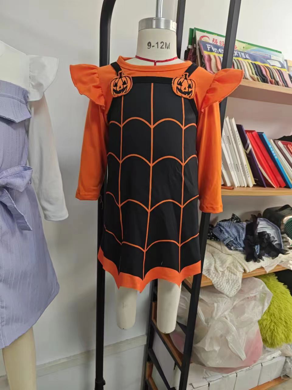 Toddler Girl Spider Web Halloween Suspenders Skirts