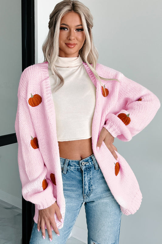 Women Halloween Pumpkin Sweater Cardigan