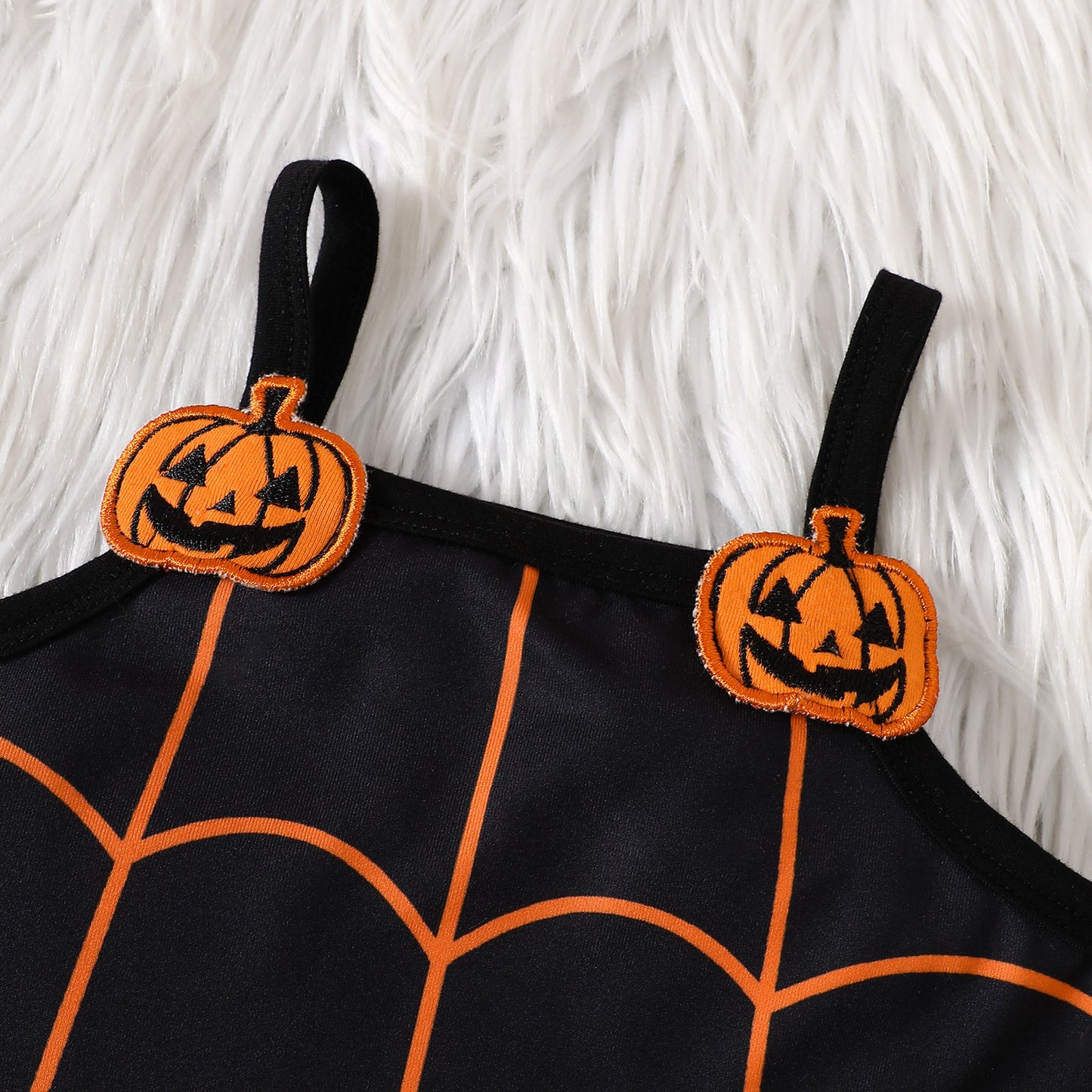 Toddler Girl Spider Web Halloween Suspenders Skirts