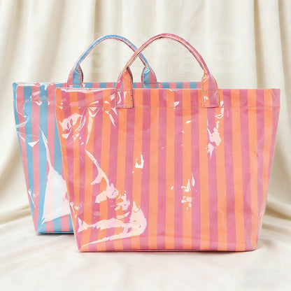 Large Capacity PVC Stripe Tote Bag