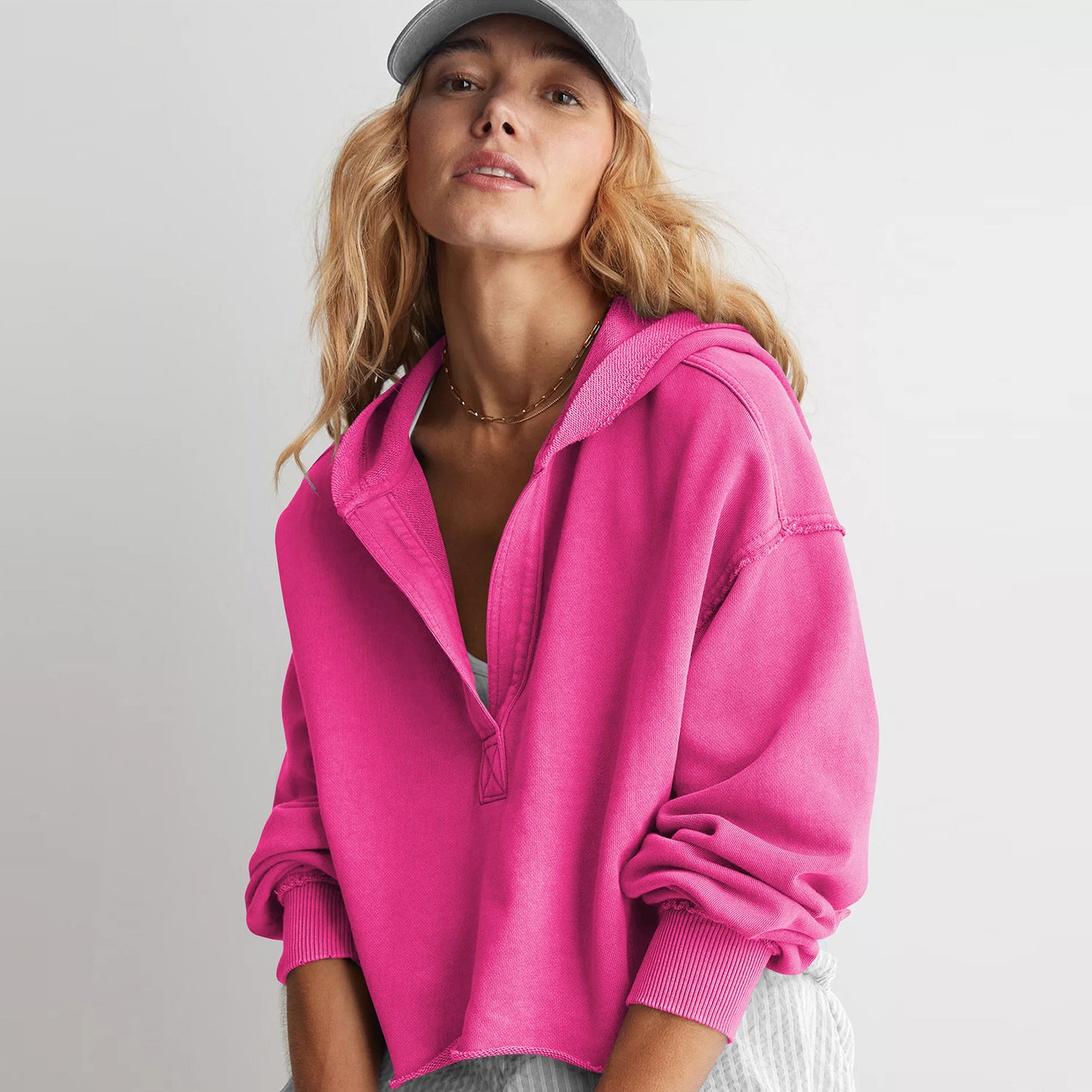 Women Autumn Solid Hoodie