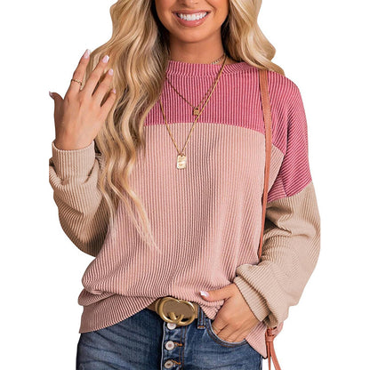 Women's Color - Block Waffle sweatshirt Top