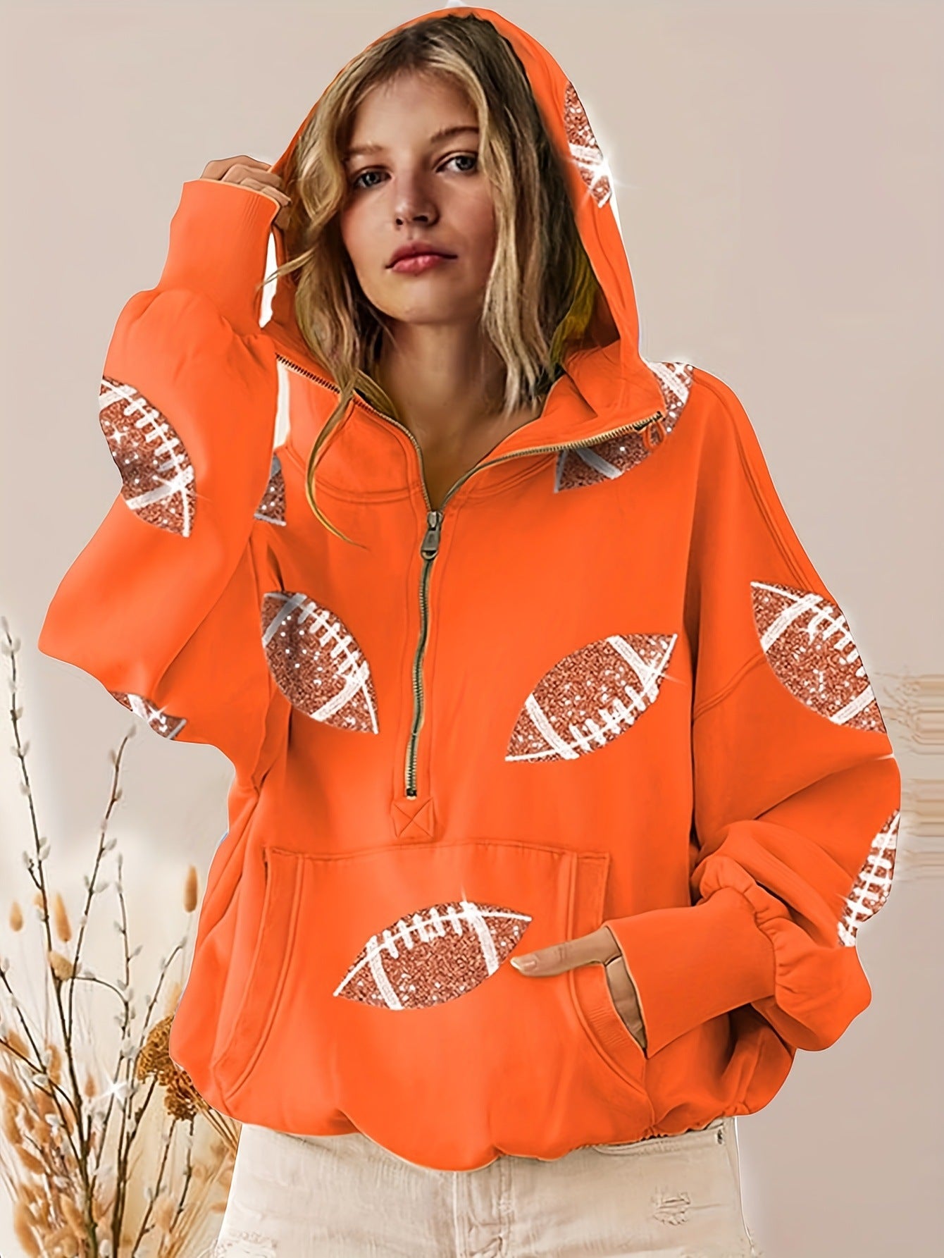 Women Football Glitter Hoodie