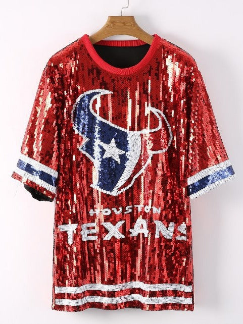 Game Day Football Team Sequin T-shirt