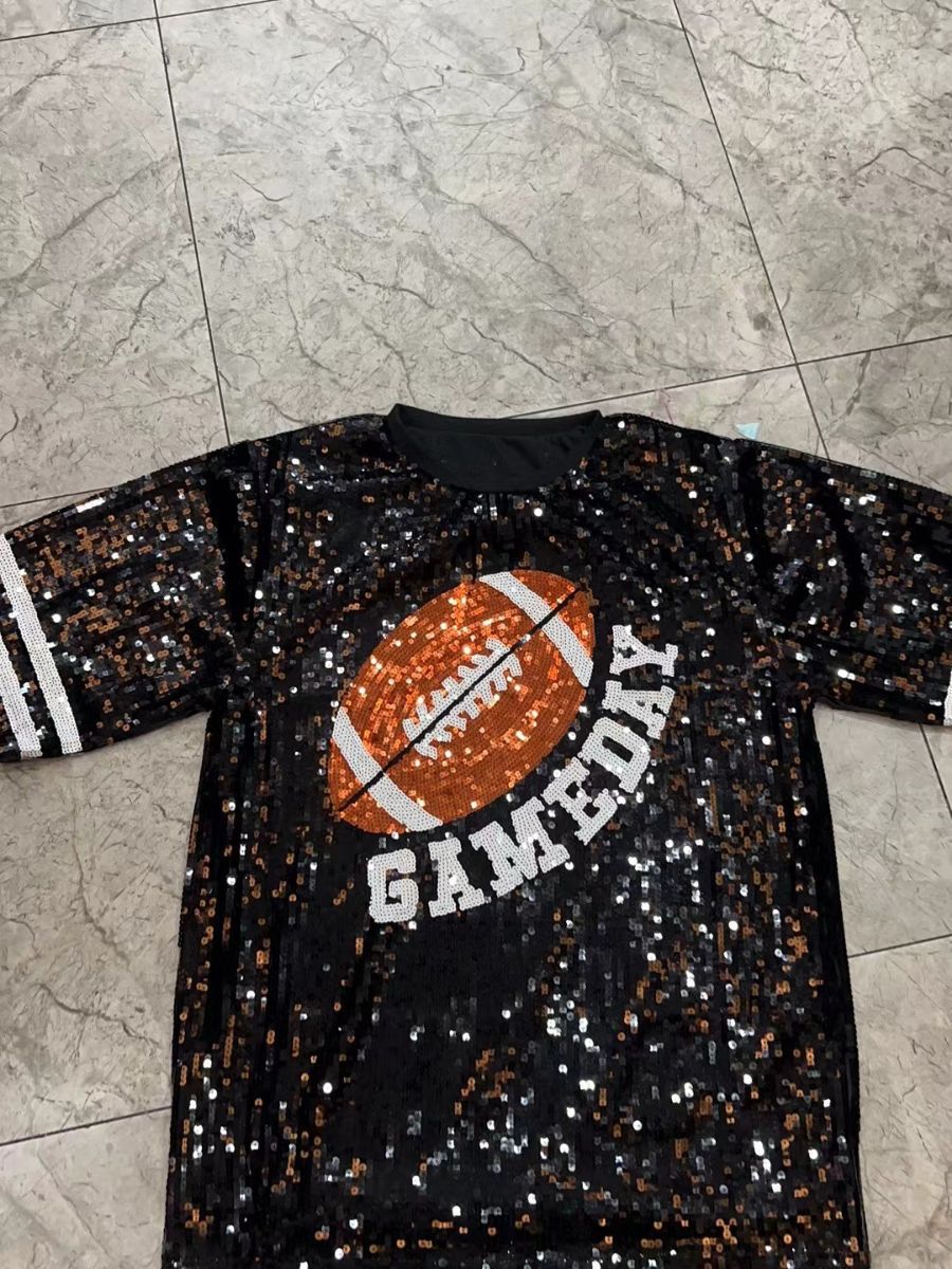 Game Day Football Team Sequin T-shirt