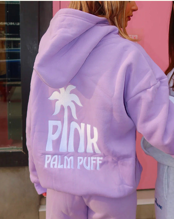Women Embroidered Palm Puff Hoodies