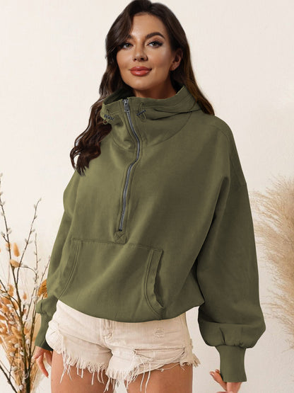 Women Half Zipper Hoodie