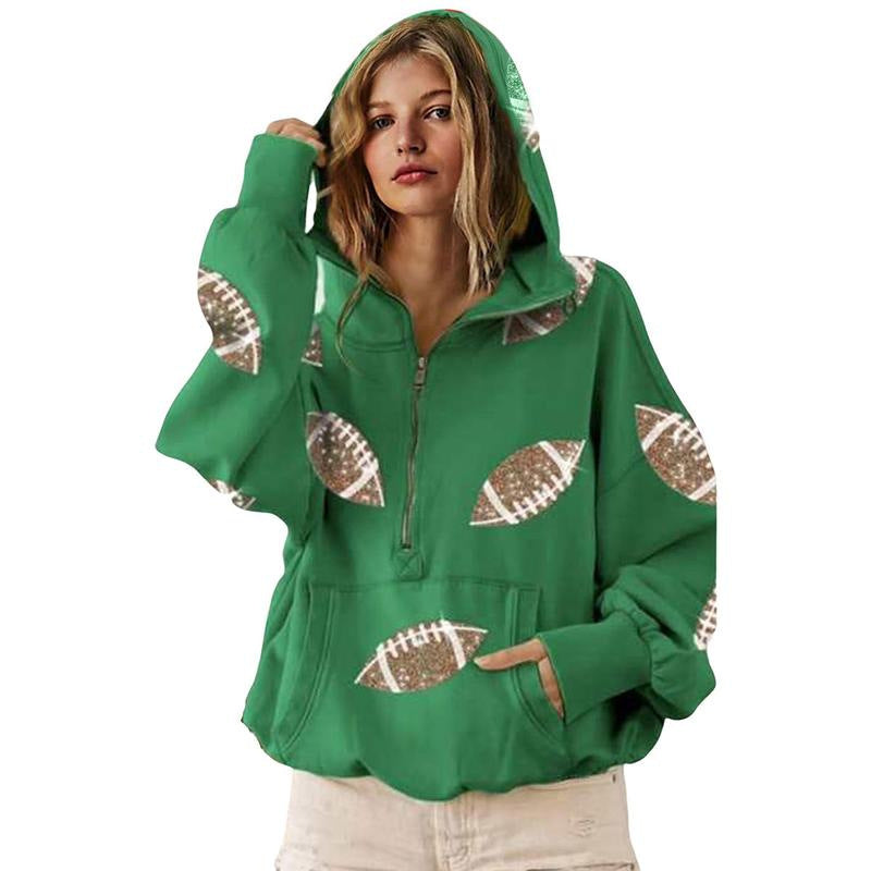 Women Football Glitter Hoodie