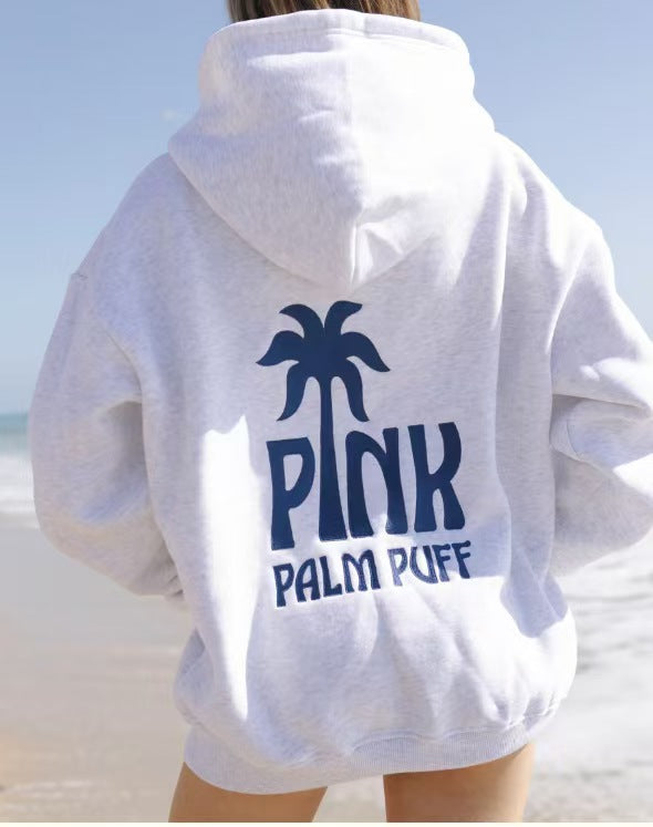 Women Embroidered Palm Puff Hoodies