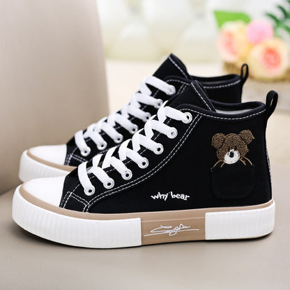 Teddy Bear Canvas Sneakers High Top