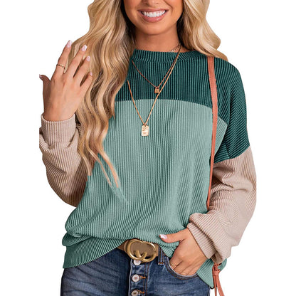 Women's Color - Block Waffle sweatshirt Top