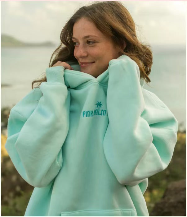 Women Embroidered Palm Puff Hoodies