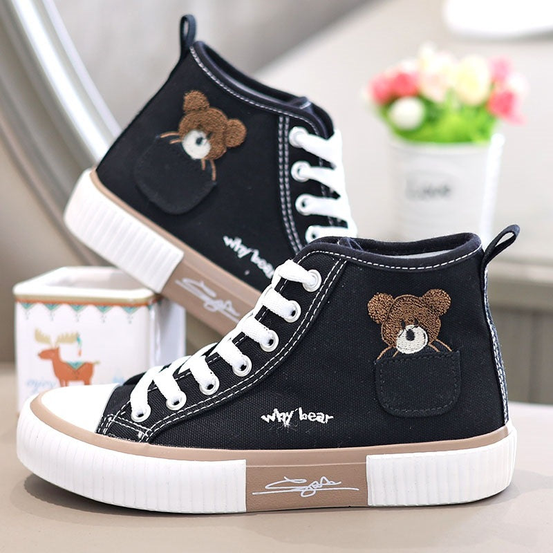 Teddy Bear Canvas Sneakers High Top