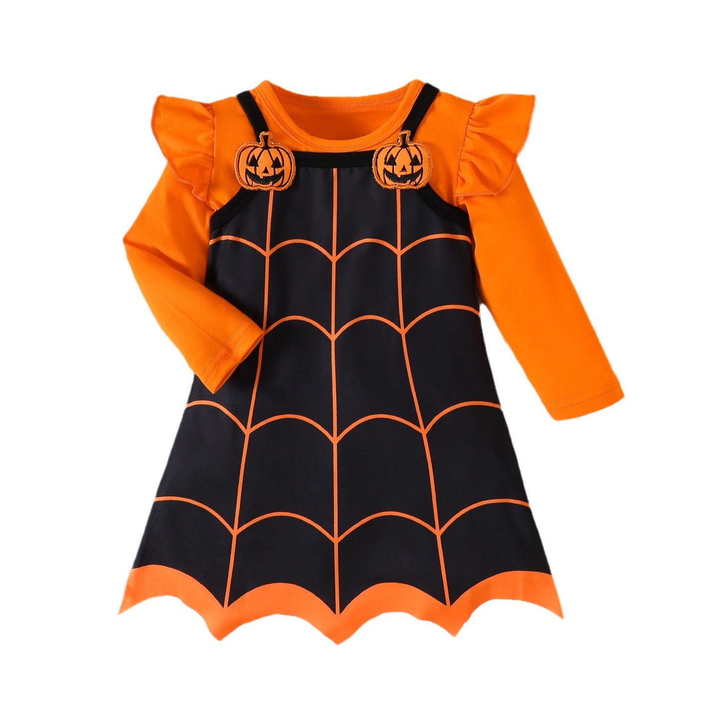 Toddler Girl Spider Web Halloween Suspenders Skirts